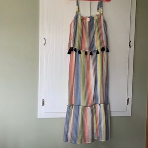 THML Striped midi dress with tassels